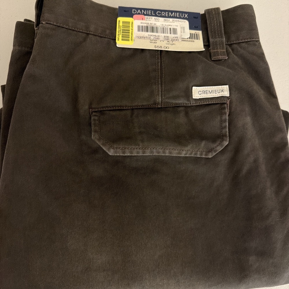 Daniel Cremieux Classics Pants Mens 36x29 Brown Cotton Flat Front Chinos NWT